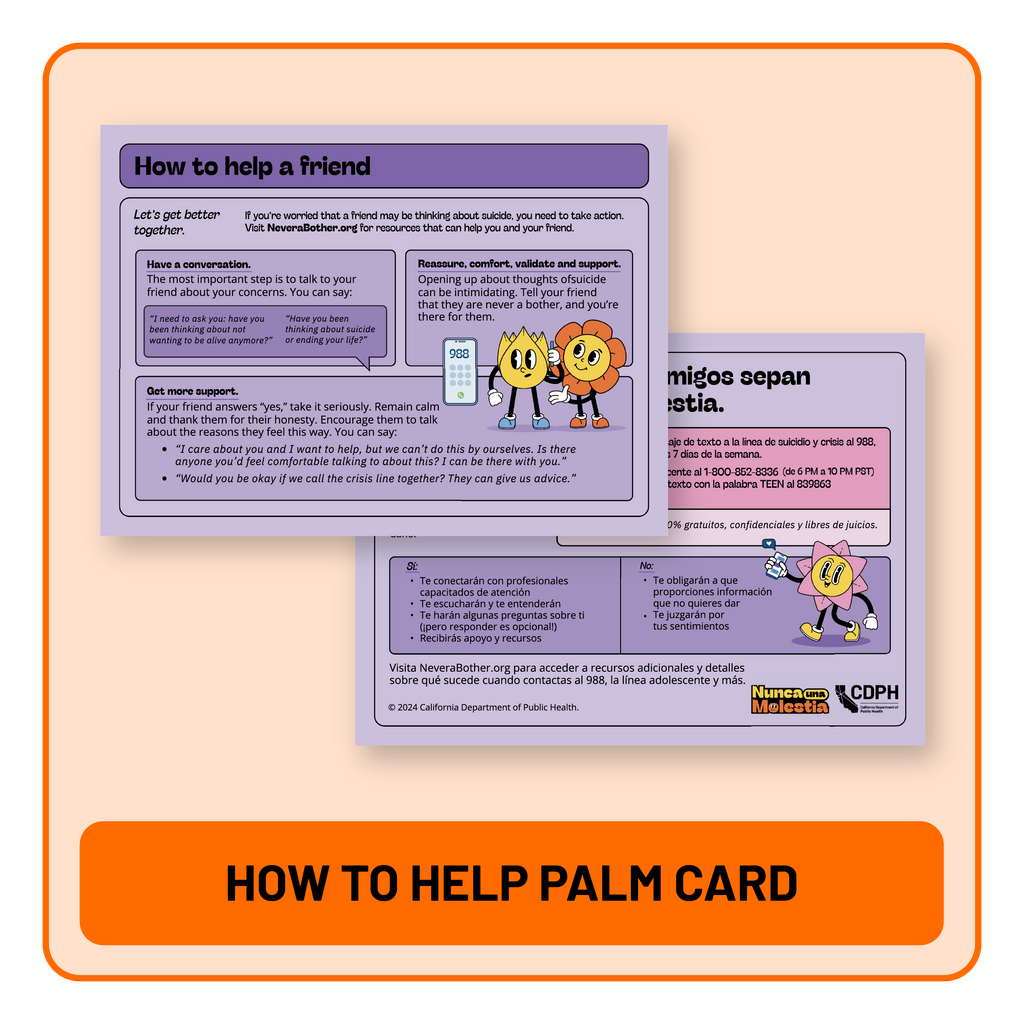 A free outreach toolkit to share Never a Bother suicide prevention messaging.