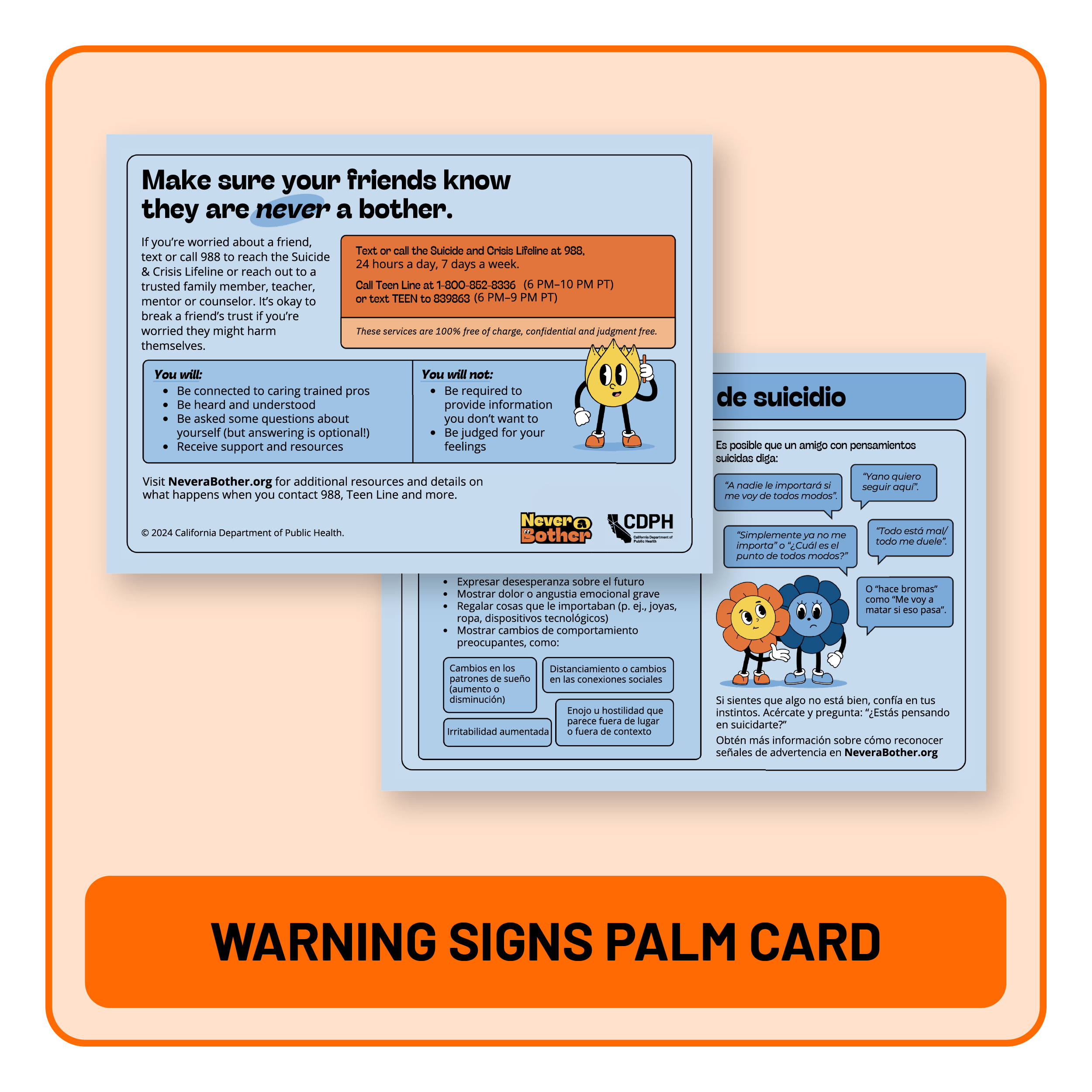 A free outreach toolkit to share Never a Bother suicide prevention messaging.